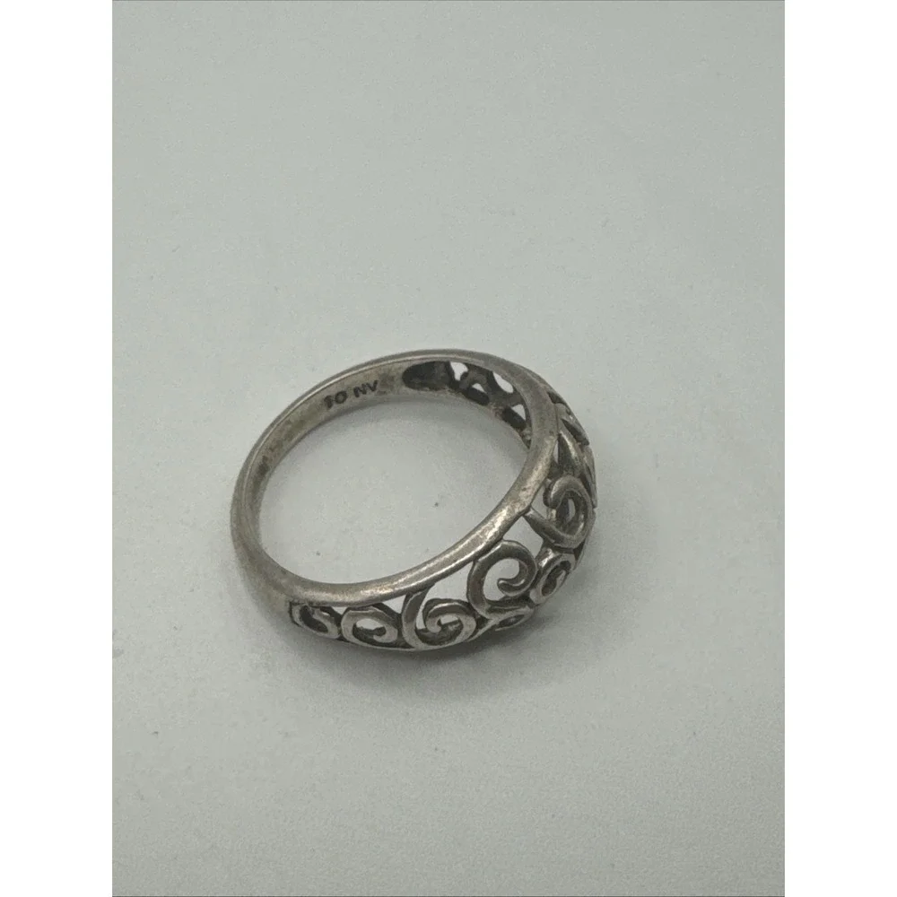 925 Sterling Silver Vintage Filigree Band Ring Size 10 Weighs 3.1g Marked NV